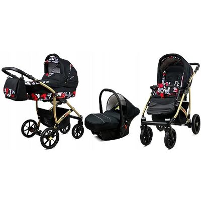 Babylux ® Enfant Poussette Combinée Set 3 en 1 Largo incl. Nacelle, Canne, Siège de voiture Siège Auto Pliable avec Sac à langer, Habillage pluie, Moustiquaire etc. Publicité Babylux ® Enfant Poussette Combinée Set 3 en 1 Largo incl. Nacelle, Canne, Siège de voiture Siège Auto Pliable avec Sac à langer, Habillage pluie, Moustiquaire etc. Publicité
