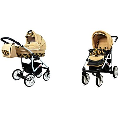 Babylux Largo Poussette Bébé 2en1 Profonde et Poussette Avec Accessoires Réglable et Pliable Construction en Aluminium Léger 2 Options de Montage Imperméable Gold Rainbow White Frame - Publicité Babylux Largo Poussette Bébé 2en1 Profonde et Poussette Avec Accessoires Réglable et Pliable Construction en Aluminium Léger 2 Options de Montage Imperméable Gold Rainbow White Frame - Publicité