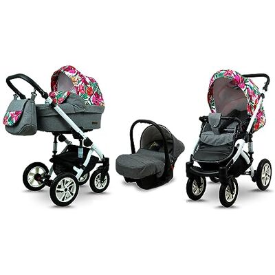 Babylux ® Enfant Poussette Combinée Set 3 en 1 Sky Lark incl. Nacelle, Canne, Siège de voiture Siège Auto Pliable avec Sac à langer, Habillage pluie, Moustiquaire etc. Publicité Babylux ® Enfant Poussette Combinée Set 3 en 1 Sky Lark incl. Nacelle, Canne, Siège de voiture Siège Auto Pliable avec Sac à langer, Habillage pluie, Moustiquaire etc. Publicité
