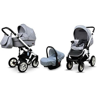 Babylux ® Enfant Poussette Combinée Set 3 en 1 Sky Lark incl. Nacelle, Canne, Siège de voiture Siège Auto Pliable avec Sac à langer, Habillage pluie, Moustiquaire etc. Publicité Babylux ® Enfant Poussette Combinée Set 3 en 1 Sky Lark incl. Nacelle, Canne, Siège de voiture Siège Auto Pliable avec Sac à langer, Habillage pluie, Moustiquaire etc. Publicité