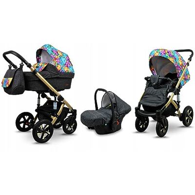 Babylux ® Enfant Poussette Combinée Set 3 en 1 Sky Lark incl. Nacelle, Canne, Siège de voiture Siège Auto Pliable avec Sac à langer, Habillage pluie, Moustiquaire etc. Publicité Babylux ® Enfant Poussette Combinée Set 3 en 1 Sky Lark incl. Nacelle, Canne, Siège de voiture Siège Auto Pliable avec Sac à langer, Habillage pluie, Moustiquaire etc. Publicité