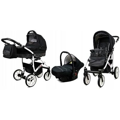 Babylux ® Enfant Poussette Combinée Set 3 en 1 Largo incl. Nacelle, Canne, Siège de voiture Siège Auto Pliable avec Sac à langer, Habillage pluie, Moustiquaire etc. Publicité Babylux ® Enfant Poussette Combinée Set 3 en 1 Largo incl. Nacelle, Canne, Siège de voiture Siège Auto Pliable avec Sac à langer, Habillage pluie, Moustiquaire etc. Publicité