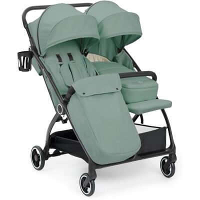 Ickle Bubba Aries Double Prime Poussette pliante automatique (vert sauge) – Poussette jumelle légère de 10,5 kg, pliable à une main, sièges réglables, housse de pluie, repose-pieds, porte-gobelet et - Publicité Ickle Bubba Aries Double Prime Poussette pliante automatique (vert sauge) – Poussette jumelle légère de 10,5 kg, pliable à une main, sièges réglables, housse de pluie, repose-pieds, porte-gobelet et - Publicité