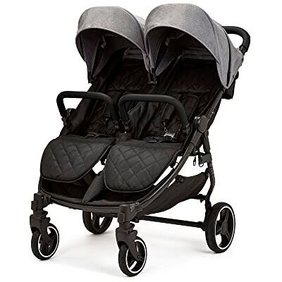 Ickle Bubba Venus Poussette double – Convient de la naissance à 15 kg (environ 3 ans), compacte, légère, pliable, avec habillage pluie (Gris de l'espace) - Publicité Ickle Bubba Venus Poussette double – Convient de la naissance à 15 kg (environ 3 ans), compacte, légère, pliable, avec habillage pluie (Gris de l'espace) - Publicité