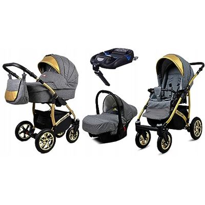 Babylux ® Enfant Poussette Combinée Set 4 en 1 Gold Lux incl. Nacelle - Publicité Babylux ® Enfant Poussette Combinée Set 4 en 1 Gold Lux incl. Nacelle - Publicité