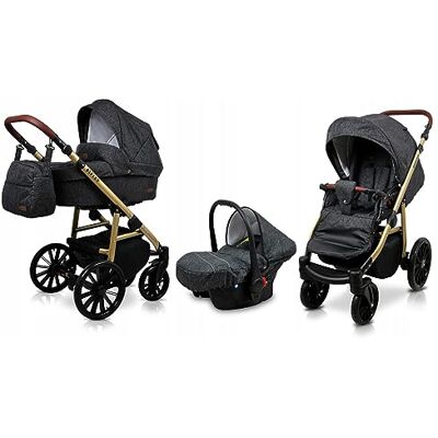 Babylux ® Enfant Poussette Combinée Set 3 en 1 Aspero incl. Nacelle, Canne, Siège de voiture Siège Auto Pliable avec Sac à langer, Habillage pluie, Moustiquaire etc. Publicité Babylux ® Enfant Poussette Combinée Set 3 en 1 Aspero incl. Nacelle, Canne, Siège de voiture Siège Auto Pliable avec Sac à langer, Habillage pluie, Moustiquaire etc. Publicité