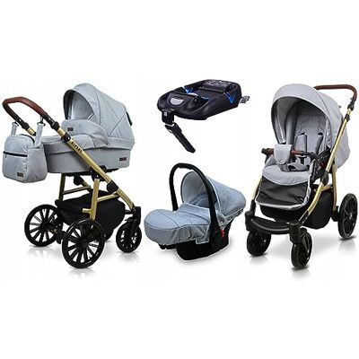Babylux ® Enfant Poussette Combinée Set 4 en 1 Aspero incl. Nacelle, Canne, Siège de voiture, ISOFIX Base Siège Auto Pliable avec Sac à langer, Habillage pluie etc. Publicité Babylux ® Enfant Poussette Combinée Set 4 en 1 Aspero incl. Nacelle, Canne, Siège de voiture, ISOFIX Base Siège Auto Pliable avec Sac à langer, Habillage pluie etc. Publicité