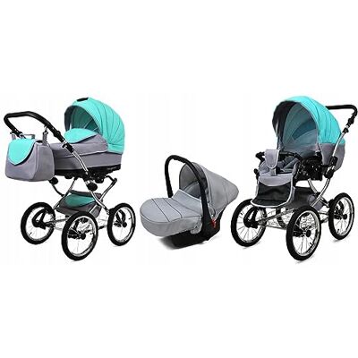 Babylux ® Enfant Poussette Combinée Set 3 en 1 Margaret Exclusive incl. Nacelle, Canne, Siège de voiture Siège Auto Pliable avec Sac à langer, Habillage pluie, Moustiquaire etc. Publicité Babylux ® Enfant Poussette Combinée Set 3 en 1 Margaret Exclusive incl. Nacelle, Canne, Siège de voiture Siège Auto Pliable avec Sac à langer, Habillage pluie, Moustiquaire etc. Publicité