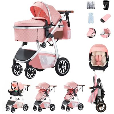 Zkiprm Poussette 3 en 1, Système de Voyage Avec Siège Auto, Accoudoirs réglables, Habillage pluie, Moustiquaire, Châssis aluminium, Landau urbain pour enfants 0-4 ans - Publicité Zkiprm Poussette 3 en 1, Système de Voyage Avec Siège Auto, Accoudoirs réglables, Habillage pluie, Moustiquaire, Châssis aluminium, Landau urbain pour enfants 0-4 ans - Publicité