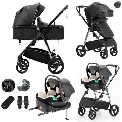 Lnhcrbs Poussette 3 En 1 Avec Base Isofix & Siège Auto, Poussette Compacte À Châssis Aluminium Pliable D'Une Seule Main, Poussette Bebe-Inclut Habillage Pluie,Porte-Gobelet, Pour 0-4 Ans,0-22 Kg,Noir - Publicité Lnhcrbs Poussette 3 En 1 Avec Base Isofix & Siège Auto, Poussette Compacte À Châssis Aluminium Pliable D'Une Seule Main, Poussette Bebe-Inclut Habillage Pluie,Porte-Gobelet, Pour 0-4 Ans,0-22 Kg,Noir - Publicité