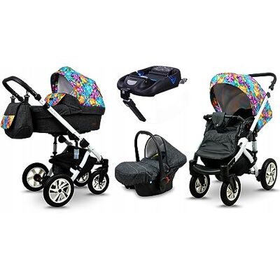 Babylux ® Enfant Poussette Combinée Set 4 en 1 Sky Lark incl. Nacelle, Canne, Siège de voiture, ISOFIX Base Siège Auto Pliable avec Sac à langer, Habillage pluie etc. Publicité Babylux ® Enfant Poussette Combinée Set 4 en 1 Sky Lark incl. Nacelle, Canne, Siège de voiture, ISOFIX Base Siège Auto Pliable avec Sac à langer, Habillage pluie etc. Publicité