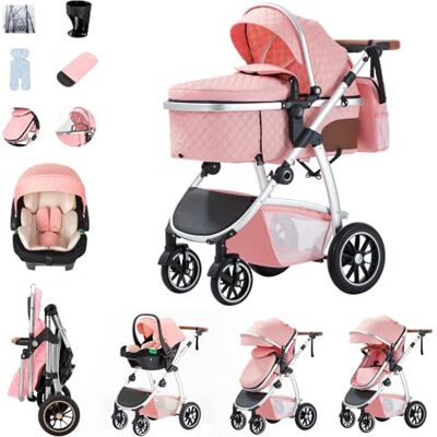 Zkiprm Poussette 3 en 1, Système de Voyage Avec Siège Auto, Accoudoirs réglables, Habillage pluie, Moustiquaire, Châssis aluminium, Landau urbain pour enfants 0-4 ans - Publicité Zkiprm Poussette 3 en 1, Système de Voyage Avec Siège Auto, Accoudoirs réglables, Habillage pluie, Moustiquaire, Châssis aluminium, Landau urbain pour enfants 0-4 ans - Publicité