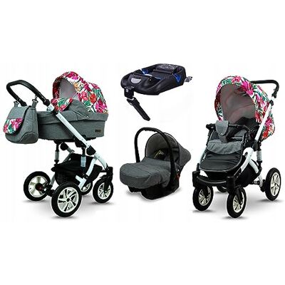 Babylux ® Enfant Poussette Combinée Set 4 en 1 Sky Lark incl. Nacelle, Canne, Siège de voiture, ISOFIX Base Siège Auto Pliable avec Sac à langer, Habillage pluie etc. Publicité Babylux ® Enfant Poussette Combinée Set 4 en 1 Sky Lark incl. Nacelle, Canne, Siège de voiture, ISOFIX Base Siège Auto Pliable avec Sac à langer, Habillage pluie etc. Publicité