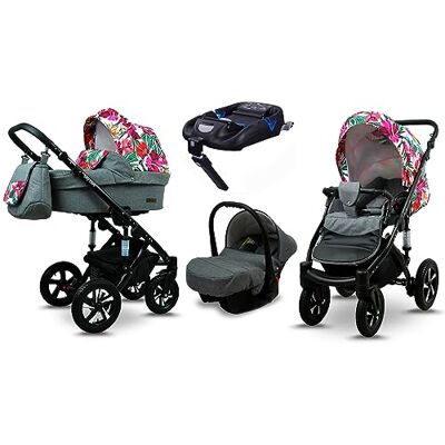 Babylux ® Enfant Poussette Combinée Set 4 en 1 Sky Lark incl. Nacelle, Canne, Siège de voiture, ISOFIX Base Siège Auto Pliable avec Sac à langer, Habillage pluie etc. Publicité Babylux ® Enfant Poussette Combinée Set 4 en 1 Sky Lark incl. Nacelle, Canne, Siège de voiture, ISOFIX Base Siège Auto Pliable avec Sac à langer, Habillage pluie etc. Publicité