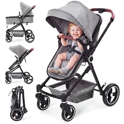 CherishCradle Poussette 2 En 1, Poussette Combinée Compacte Légère Pliable Avec Siège Inclinable, Landau Réglable, Poussette Bébé Confort Tout Terrain Haut Paysage, 0-3 Ans - Publicité CherishCradle Poussette 2 En 1, Poussette Combinée Compacte Légère Pliable Avec Siège Inclinable, Landau Réglable, Poussette Bébé Confort Tout Terrain Haut Paysage, 0-3 Ans - Publicité