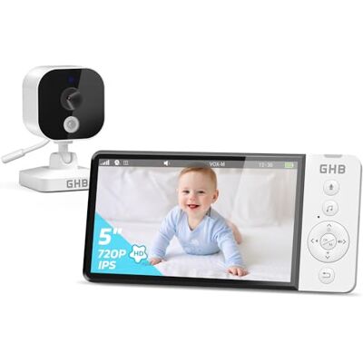 GHB Babyphone Camera 5" sans WiFi Capteur de Température Vision Nocturne 2,4GHz, 8 Berceuses, Mode VOX, Communication Bidirectionnelle, Sans Rotation - Publicité GHB Babyphone Camera 5" sans WiFi Capteur de Température Vision Nocturne 2,4GHz, 8 Berceuses, Mode VOX, Communication Bidirectionnelle, Sans Rotation - Publicité