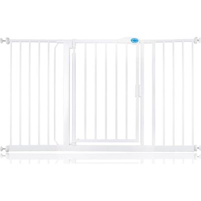 Bettacare Barrière de Sécurité à Fermeture Automatique, Barrière de Sécurité à Pression pour Bébé, Sécurité pour Portes et Couloirs, 139,8cm 146,8cm, Couleur Blanc - Publicité Bettacare Barrière de Sécurité à Fermeture Automatique, Barrière de Sécurité à Pression pour Bébé, Sécurité pour Portes et Couloirs, 139,8cm 146,8cm, Couleur Blanc - Publicité