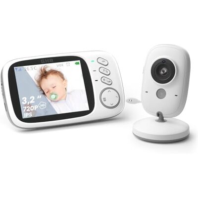 GHB Babyphone avec caméra 3,2" LCD moniteur bébé vision nocturne mode VOX berceuses et fonction interphone - Publicité GHB Babyphone avec caméra 3,2" LCD moniteur bébé vision nocturne mode VOX berceuses et fonction interphone - Publicité