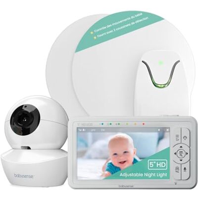 Babysense Moniteur Vidéo HD pour Bébé avec Caméra à Veilleuse et Moniteur de Mouvement pour Bébé, Alertes en Temps Réel en Cas d'absence de Mouvement, pour Usage Domestique, 2-en-1 - Publicité Babysense Moniteur Vidéo HD pour Bébé avec Caméra à Veilleuse et Moniteur de Mouvement pour Bébé, Alertes en Temps Réel en Cas d'absence de Mouvement, pour Usage Domestique, 2-en-1 - Publicité