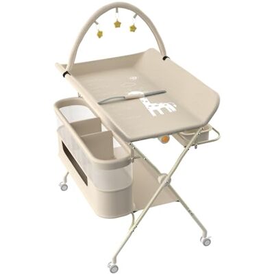 LANTUS Table à Langer, Pliable, Harnais et Barrière de Sécurité, Rangement, Réglable en Hauteur, Jusqu'à 15 kg, 0-36 Mois, Organiseur de Couches, Roulettes 360° avec Frein, 75 * 68 * 83-91cm (B) Blanc crème - Publicité LANTUS Table à Langer, Pliable, Harnais et Barrière de Sécurité, Rangement, Réglable en Hauteur, Jusqu'à 15 kg, 0-36 Mois, Organiseur de Couches, Roulettes 360° avec Frein, 75 * 68 * 83-91cm (B) Blanc crème - Publicité