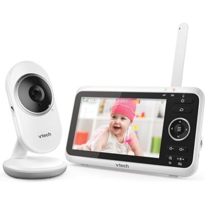VTech VM350 Babyphone Vidéo avec Caméra, Babyphone Vidéo 5 Pouces avec Écran LCD Couleur, Fonction de Vision Nocturne, Fonction Interphone, Berceuses et Sons - Publicité VTech VM350 Babyphone Vidéo avec Caméra, Babyphone Vidéo 5 Pouces avec Écran LCD Couleur, Fonction de Vision Nocturne, Fonction Interphone, Berceuses et Sons - Publicité