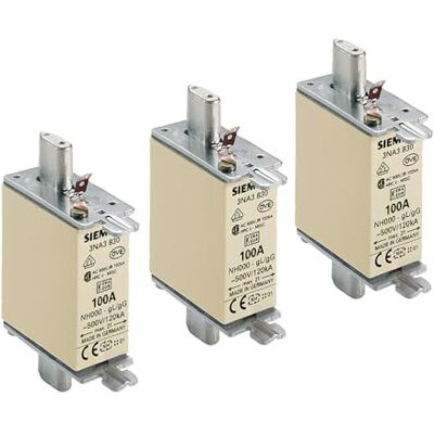 Siemens Lot de 3 fusibles NH, détecteur frontal NH000 100 A - Publicité Siemens Lot de 3 fusibles NH, détecteur frontal NH000 100 A - Publicité
