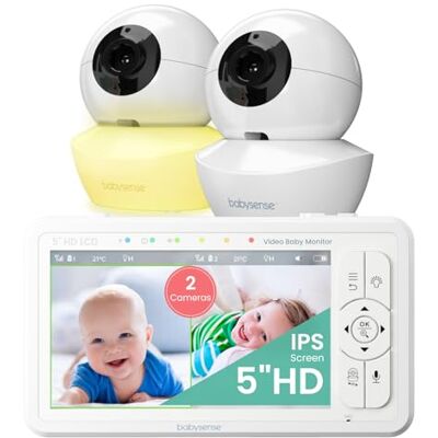 Babysense Moniteur HD Vidéo pour Bébé Babyphone avec Écran Divisé 5“ et 2 Caméras 720p, Conversation Audio Bidirectionnel, Longue Portée, Veilleuse Réglable, Vision Nocturne, Berceuses - Publicité Babysense Moniteur HD Vidéo pour Bébé Babyphone avec Écran Divisé 5“ et 2 Caméras 720p, Conversation Audio Bidirectionnel, Longue Portée, Veilleuse Réglable, Vision Nocturne, Berceuses - Publicité