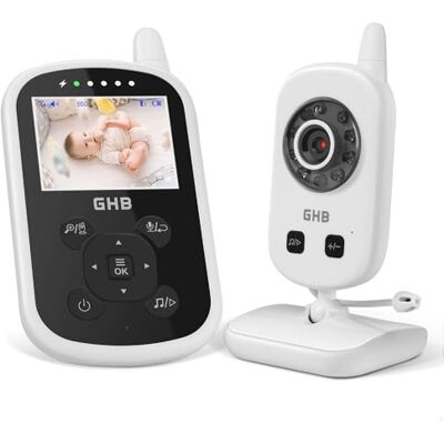GHB Babyphone avec caméra vidéo Baby Moniteur 2,4 GHz Fonction interphone Mode ECO Longue autonomie de la batterie Vision nocturne Capteur de température Berceuses - Publicité GHB Babyphone avec caméra vidéo Baby Moniteur 2,4 GHz Fonction interphone Mode ECO Longue autonomie de la batterie Vision nocturne Capteur de température Berceuses - Publicité