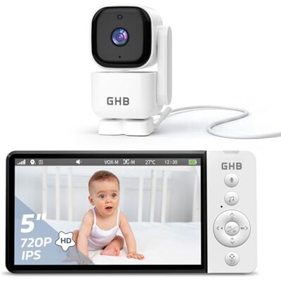 GHB Babyphone Camera 5" Rotation 350° sans WiFi Détection de Mouvement - Publicité GHB Babyphone Camera 5" Rotation 350° sans WiFi Détection de Mouvement - Publicité