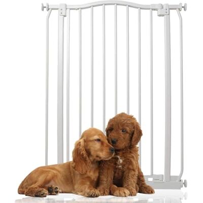Bettacare Barrière pour Chien à Design Courbé Extra Haute, Barrière à Pression pour Chien et Chiot, Installation Facile, 71cm 80cm, Hauteur Extra Haute de 100cm, Couleur Blanc Mat - Publicité Bettacare Barrière pour Chien à Design Courbé Extra Haute, Barrière à Pression pour Chien et Chiot, Installation Facile, 71cm 80cm, Hauteur Extra Haute de 100cm, Couleur Blanc Mat - Publicité