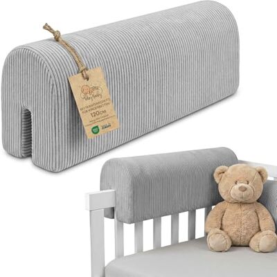 Totsy Baby Tour de lit bébé Respirant 120 cm Contour de Lits pour Tout-Petits Protege Enfant barreaux ou Barriere Bebe Tours Mousse Berceau Protection Velours côtelé Oeko-Tex Gris Clair B - Publicité Totsy Baby Tour de lit bébé Respirant 120 cm Contour de Lits pour Tout-Petits Protege Enfant barreaux ou Barriere Bebe Tours Mousse Berceau Protection Velours côtelé Oeko-Tex Gris Clair B - Publicité