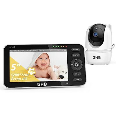 GHB Babyphone Camera 5" 720P Rotation 350° 4000 mAh Vision Nocturne - Publicité GHB Babyphone Camera 5" 720P Rotation 350° 4000 mAh Vision Nocturne - Publicité