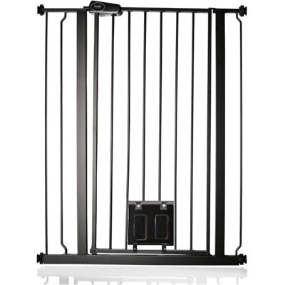 Bettacare Barrière pour Chien avec Trappe Verrouillable, Barrière de Sécurité Extra Haute pour Animaux, 81,4cm 89cm, Hauteur 104cm, Couleur Noir - Publicité Bettacare Barrière pour Chien avec Trappe Verrouillable, Barrière de Sécurité Extra Haute pour Animaux, 81,4cm 89cm, Hauteur 104cm, Couleur Noir - Publicité