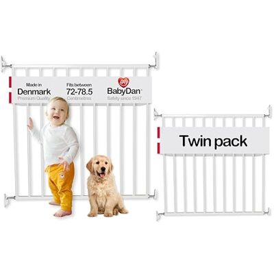 BabyDan Porte de Sécurité Blanche Sans Trébuchement - Sécurité, 72-78,5cm, Pack de 2 - Publicité BabyDan Porte de Sécurité Blanche Sans Trébuchement - Sécurité, 72-78,5cm, Pack de 2 - Publicité