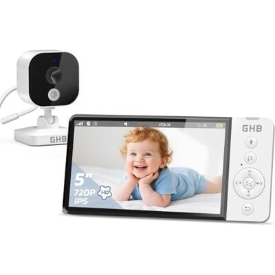 GHB Babyphone Camera 5" 720P 5000 mAh Écran IPS Capteur Température - Publicité GHB Babyphone Camera 5" 720P 5000 mAh Écran IPS Capteur Température - Publicité