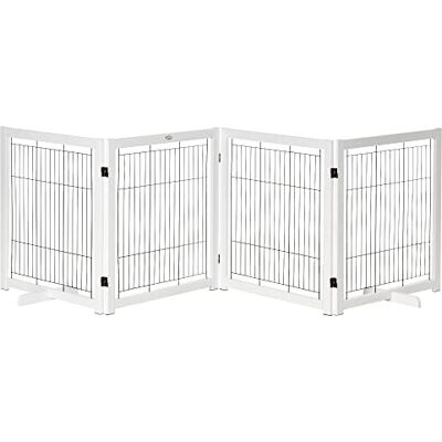 PawHut Barrière de sécurité autoportante pour Chien avec Pieds 305 x 82 cm en Bois Pliable pour escaliers, Portes, Couloir 4 Panneaux Blanc - Publicité PawHut Barrière de sécurité autoportante pour Chien avec Pieds 305 x 82 cm en Bois Pliable pour escaliers, Portes, Couloir 4 Panneaux Blanc - Publicité