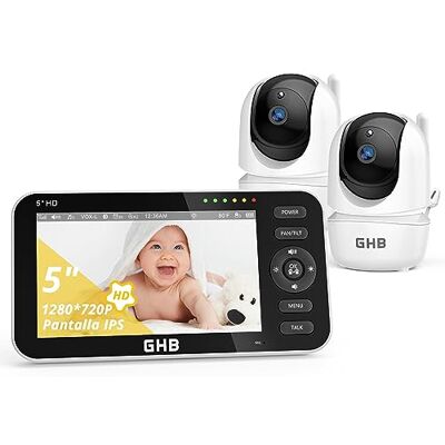 GHB Babyphone 5" 720P 2 Caméras Zoom 4X Orientable Vision Nocturne - Publicité GHB Babyphone 5" 720P 2 Caméras Zoom 4X Orientable Vision Nocturne - Publicité