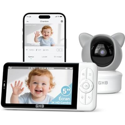 GHB Babyphone Camera 2K avec App Téléphone Rotation 350° Suivi Automatique - Publicité GHB Babyphone Camera 2K avec App Téléphone Rotation 350° Suivi Automatique - Publicité