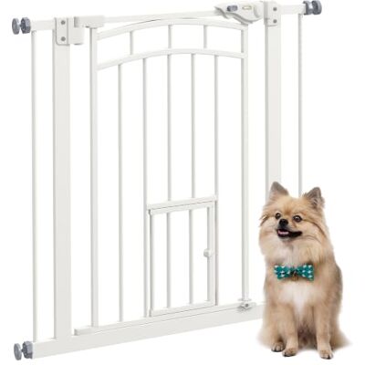 PawHut Barrière de sécurité Chien, barrière d'escalier à Fixation par Pression sans percer, Porte Fermeture Automatique, système de Double Verrouillage, 74 à 80 cm, Acier, Blanc - Publicité PawHut Barrière de sécurité Chien, barrière d'escalier à Fixation par Pression sans percer, Porte Fermeture Automatique, système de Double Verrouillage, 74 à 80 cm, Acier, Blanc - Publicité