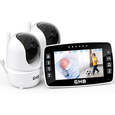 GHB Babyphone Caméra 4,3" 720p 2 Caméras Rotation 350° Capteur Température Écran LCD, Caméra Bébé Surveillance, VOX, Vision Nocturne - Publicité GHB Babyphone Caméra 4,3" 720p 2 Caméras Rotation 350° Capteur Température Écran LCD, Caméra Bébé Surveillance, VOX, Vision Nocturne - Publicité