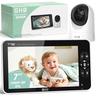 GHB Babyphone Caméra 7" 1080P HD Rotation 350° Mode VOX Autonomie 168H - Publicité GHB Babyphone Caméra 7" 1080P HD Rotation 350° Mode VOX Autonomie 168H - Publicité