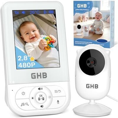 GHB Babyphone Camera Bebe Surveillance sans WiFi VOX Vision Nocturne Blanc 2,4 GHz, Berceuses, Rappels Repas, Capteur Température, Communication Bidirectionnelle - Publicité GHB Babyphone Camera Bebe Surveillance sans WiFi VOX Vision Nocturne Blanc 2,4 GHz, Berceuses, Rappels Repas, Capteur Température, Communication Bidirectionnelle - Publicité