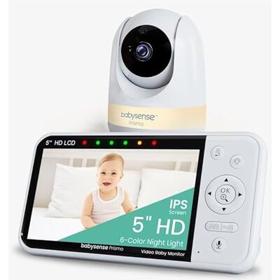 Babysense Prisma Babyphone avec Caméra et Audio, Babyphone Vidéo HD 5", Veilleuse 6 Couleurs, Écran Divisé, Machine à Son pour Bébé avec Bruit Blanc et Berceuses, sans WiFi - Publicité Babysense Prisma Babyphone avec Caméra et Audio, Babyphone Vidéo HD 5", Veilleuse 6 Couleurs, Écran Divisé, Machine à Son pour Bébé avec Bruit Blanc et Berceuses, sans WiFi - Publicité