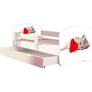 ACMA Lit Enfant Junior TIROIR Matelas Gratuite Blanc II (40 Chat avec Coeur, 160x80 cm + tiroir) - Publicité ACMA Lit Enfant Junior TIROIR Matelas Gratuite Blanc II (40 Chat avec Coeur, 160x80 cm + tiroir) - Publicité