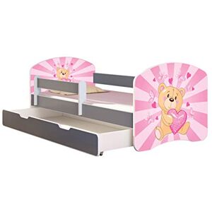 ACMA Lit Enfant Junior TIROIR Matelas sommier Gratuite Gris Meubles pour Enfants II (10 Nounours cœur Rose, 140 x 70 cm + tiroir) - Publicité ACMA Lit Enfant Junior TIROIR Matelas sommier Gratuite Gris Meubles pour Enfants II (10 Nounours cœur Rose, 140 x 70 cm + tiroir) - Publicité