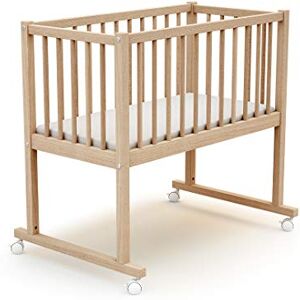 AT4 Berceau 40x80 NOA Hêtre Brut 86 x 58,5 x 80 cm Matelas Inclus 40x80x5cm 4 Roues multidirectionnelles Facile à déplacer - Publicité AT4 Berceau 40x80 NOA Hêtre Brut 86 x 58,5 x 80 cm Matelas Inclus 40x80x5cm 4 Roues multidirectionnelles Facile à déplacer - Publicité