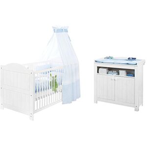 PINOLINO Set Nina Large, 2 pièces, lit enfant (140 x 70 cm) et largeur Commode avec table à langer, Épicéa massif, lasuré blanc (Réf. 09 16 17 B) - Publicité