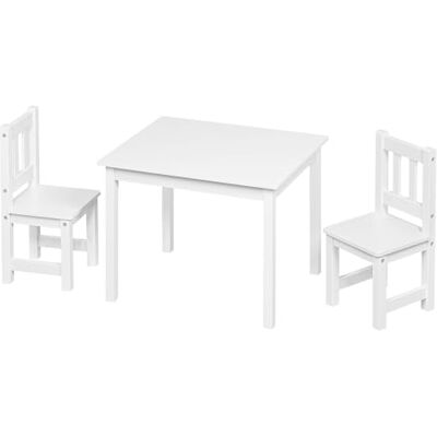 WOLTU 1 Table d'Enfant avec 2 Chaises , Mobilier Enfants pour Enfant d'âge Préscolaire, en Bois, 60x50x48cm, Blanc - Publicité WOLTU 1 Table d'Enfant avec 2 Chaises , Mobilier Enfants pour Enfant d'âge Préscolaire, en Bois, 60x50x48cm, Blanc - Publicité