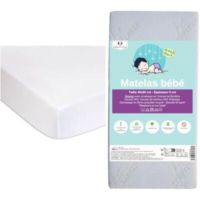 Easy Dort - 40x80 cm - Housse viscose bambou - Kit matelas bébé - Publicité Easy Dort - 40x80 cm - Housse viscose bambou - Kit matelas bébé - Publicité