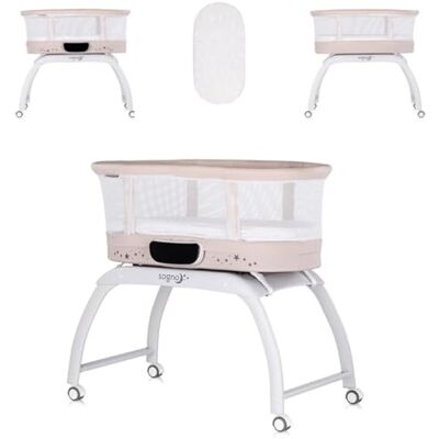 Chipolino Lit d'appoint Sogno 2 en 1 Transat à roulettes Pèse-bébé intégré, coloris:beige - Publicité Chipolino Lit d'appoint Sogno 2 en 1 Transat à roulettes Pèse-bébé intégré, coloris:beige - Publicité
